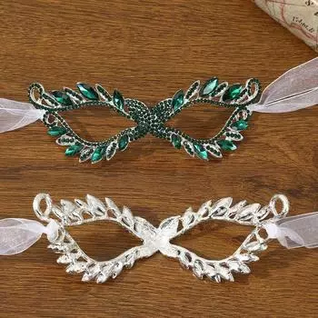 Роскошная маскарадная маска Кристалл танцевальная вечеринка ювелирные изделия модная маска для глаз для девочек Green-B