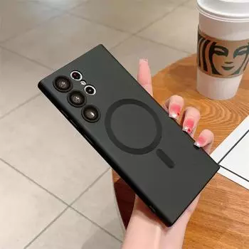 Роскошная матовая беспроводная зарядка для чехлов MagSafe для Samsung S23 S22 S24 Ultra S21 Fe Plus Магнитный противоударный бампер Задняя крышка For Samsung S23