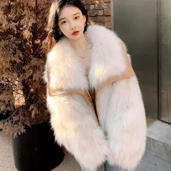 Роскошная меховая куртка для женщин, мягкая и удобная теплая зимняя верхняя одежда S