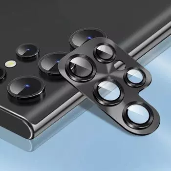 Роскошная металлическая защита объектива камеры для Samsung Galaxy S24 S23 Ultra S23 + S23 Plus S23Ультра закаленное стекло, защитная пленка для объектива For Samsung S24 Ultra чёрный