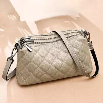 Роскошная мягкая однотонная сумка через плечо из натуральной кожи для женщин, дизайнерская 3-слойная женская сумка-тоут из коровьей кожи