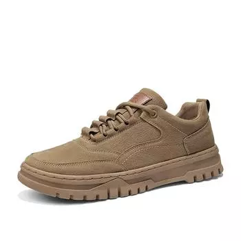 Роскошная мужская повседневная обувь из замши со свиньей, нескользящая мужская спортивная обувь на толстой подошве со шнуровкой, уличная пробежка, мужская обувь Borad на плоской подошве 44 чёрный