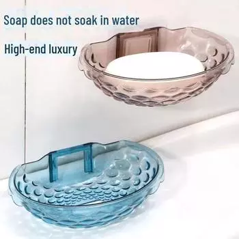 Роскошная настенная полка для мыла без проколов со сливом и присоской прозрачный