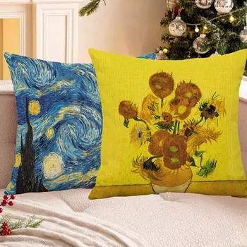 Роскошная наволочка с изображением Ван Гога маслом, мягкая наволочка со звездным небом, наволочка для диванной подушки Style 3