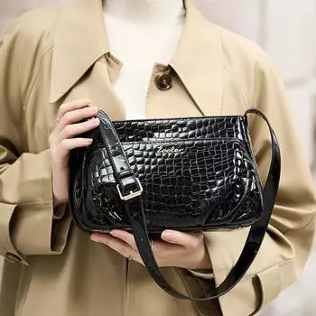 Роскошная новая женская сумка через плечо из коровьей кожи светло-черного цвета, оригинальная сумка-мессенджер на одно плечо