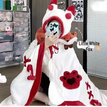 Роскошная пижама Капибара: Уютный плед и шаль-накидка - пушистый ленивый плащ-халат One Size