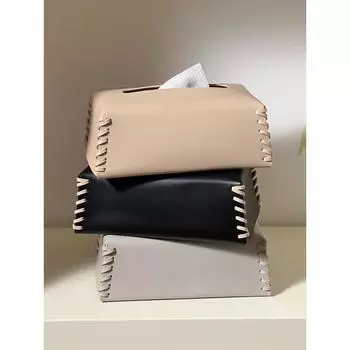 Роскошная плетеная коробка для салфеток из искусственной кожи, чехол для салфеток из чистого цвета, держатель для бумажных полотенец для рабочего стола, украшение для дома, креативный чехол для бумажных полотенец