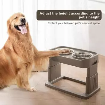 Роскошная подъемная миска для собак, 4-я передача, высокая регулируемая кормушка для собак, противоскользящая, не опрокидывающаяся, миска для кормления и воды для собак, аксессуары для домашних животных