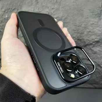 Роскошная подставка для объектива камеры для iPhone 15 14 Plus 13 12 11 Pro Max для беспроводной зарядки, магнитный матовый противоударный чехол For iPhone 11 Pro