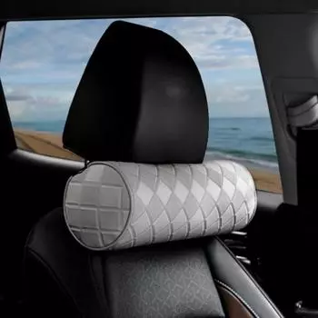 Роскошная подушка для шеи на сиденье автомобиля, кожаная подушка с эффектом памяти, цилиндрическая подушка с ромбовидным тиснением, подголовник для офисного кресла, защита чёрный