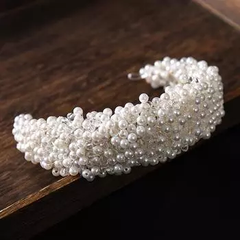 Роскошная повязка на голову с искусственным жемчугом и кристаллами, тиара, повязка для волос серебряного цвета, свадебные аксессуары для волос, повязка на голову с лозой для невесты, женская