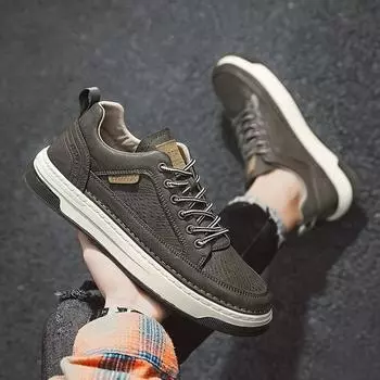 Роскошная повседневная обувь, уличные мужские кроссовки Tenis Masculino, мужская обувь для скейтборда, брендовые мужские замшевые туфли на плоской подошве из натуральной кожи 2024 39 хаки