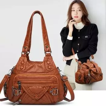 Роскошная повседневная женская сумка-тоут из высококачественной кожи, женские сумки для женщин 2025 года, весенняя женская сумка через плечо, маленькие сумки через плечо серый