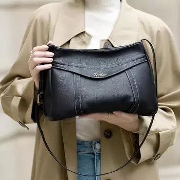 Роскошная простая черная женская сумка через плечо из коровьей кожи, оригинальные шелковые сумки на одно плечо для девочек