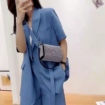 Роскошная яркая сумка через плечо с бриллиантами, женская сумка через плечо из искусственной кожи, модная сумка-мессенджер с цепочками, элегантная сумка под подмышками 18*9*12cm белый