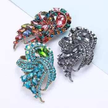 Роскошная ретро атмосферная брошь из сплава для женщин, высококачественный костюм, платье, булавка, аксессуары, подарок чёрный
