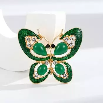 Роскошная ретро зеленая бабочка брошь женственность свет роскошь ниша высококлассные насекомые булавка пальто аксессуары