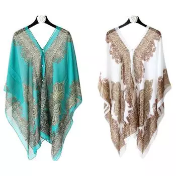 Роскошная шаль с принтом. Подходит для защиты от солнца. Универсальна.