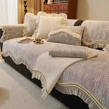 Роскошная шенилловая подушка для дивана на все сезоны, универсальная нескользящая накидка на спинку, тканевое полотенце, неправильный коврик для дивана на 1/2/3 места A 70x70cm 1pc