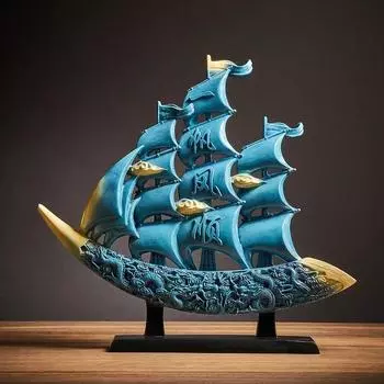 Роскошная статуя лодки, украшение для дома, офисные аксессуары, современный стиль, тумба под телевизор, украшение стола, скульптура из смолы, поделки, подарок