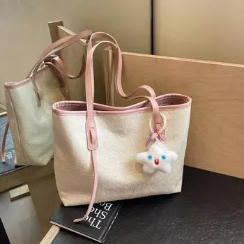 Роскошная сумка большой емкости в стиле ретро, новинка 2024 года, модная дорожная сумка на одно плечо, повседневная модная сумка-тоут