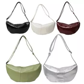 Роскошная сумка через плечо из искусственной кожи Crescent для женщин, повседневная сумка-хобо, сумка-мессенджер Dumpling Red Bags Y2k Girls Messenger Bag чёрный