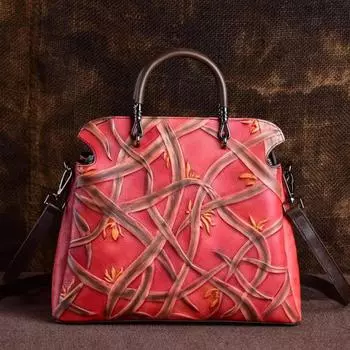 Роскошная сумка Johnature, женские сумки, дизайнерская сумка из коровьей кожи в стиле ретро, женские сумки на плечо с тиснением ручной работы коричневый