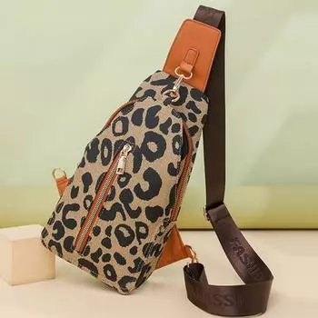 Роскошная сумка на грудь с леопардовым принтом для женщин, поясная сумка на плечо, вместительная сумка для хранения телефона, европейская и американская мода