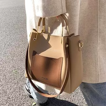 Роскошная сумка осень новая PU мода ретро пригородная сумка через плечо большой емкости универсальная сумка для покупок портативная сумка-ведро (20cm<Max Length<30cm)