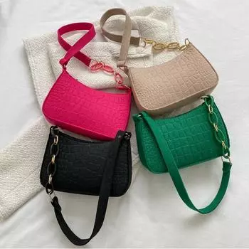 Роскошная сумка с дизайном подмышек из фетра, выпущенная модная женская сумка под полумесяцем, маленькая квадратная сумка 20x6x14cm чёрный