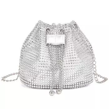 Роскошная сумка-ведро, цепочка, на плечо, кроссбоди для женщин, индивидуальная, универсальная, с темпераментом, сумка на плечо серебряный
