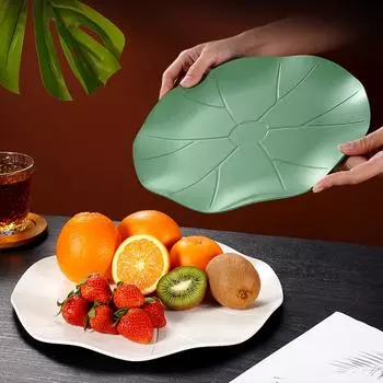Роскошная тарелка для фруктов из нержавеющей стали с листьями лотоса, керамическая поверхность, алюминиевый сердечник, миска для закусок, сертификат LFGB, домашний декор, таз
