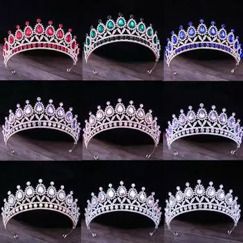 Роскошная тиара в стиле барокко с кристаллами AB, корона, украшения для волос, диадема, свадебный подарок на день рождения, стразы, свадебные аксессуары для короны