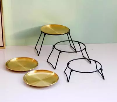 Роскошная трехслойная тарелка для торта из золота и серебра, съемная складная полка для хранения фруктов из нержавеющей стали