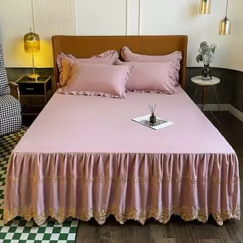 Роскошная юбка с вышивкой, простыня, гладкая, удобная, дышащая, покрывало для сна, простое покрывало для спальни 150x200cm 1pc