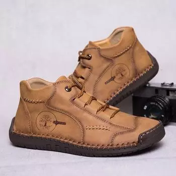 Роскошная удобная обувь, мужская обувь, удобные ботильоны, повседневные мужские лоферы с ручной строчкой, дышащая обувь на мягкой подошве на плоской подошве 39