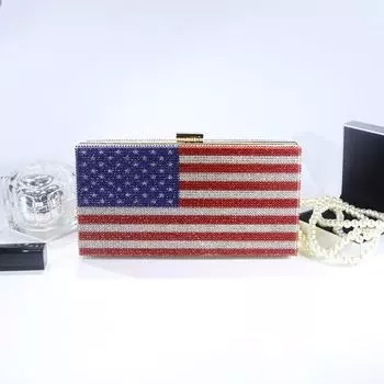 «Роскошная вечерняя сумочка и рюкзак через плечо в европейско-американском стиле с узором в виде ромбовидного флага»