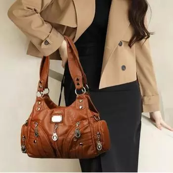 Роскошная винтажная сумка через плечо для женщин, дизайнерские трендовые сумки из мягкой кожи с верхней ручкой через плечо, изысканная сумка-мессенджер