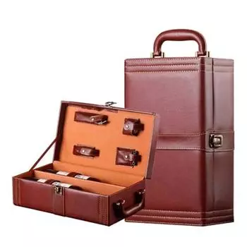 Роскошная винтажная винная коробка из искусственной кожи, двойная коробка для хранения бутылок красного вина, чехол для переноски вина, декор для годовщины свадьбы