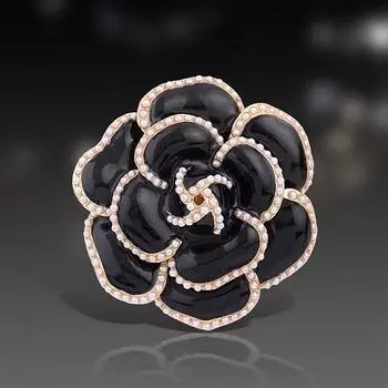 Роскошная высококачественная брошь с цветком камелии, броши-корсажи, булавка для женской одежды, аксессуары для воротника рубашки, ювелирные изделия, подарок чёрный