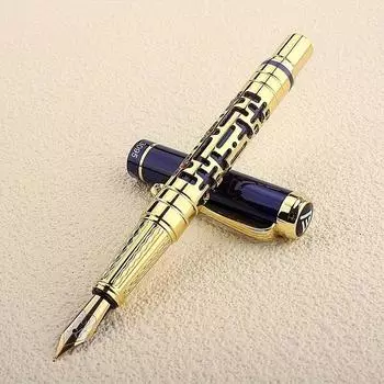 Роскошная высококачественная металлическая перьевая ручка - элегантный полый дизайн, идеально подходит для каллиграфии и бизнеса, подарочная ручка