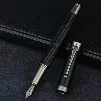 Роскошная высококачественная металлическая ручка для деловых подарков, черный титановый наконечник 0,5 мм - элегантный подарок для офиса