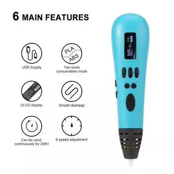 Роскошная высококачественная ручка для 3D-печати 1,75 мм, нить DIY, креативная 3D-цветная ручка для рисования для детей, лучший рождественский подарок PLA consumables&3 Meters&European regulations серый