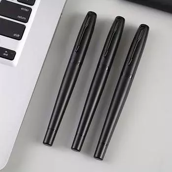 Роскошная высококачественная шариковая ручка чистого черного цвета в деловом стиле толщиной 0,5 мм, подходит для деловых людей, использующих ручку для подписи