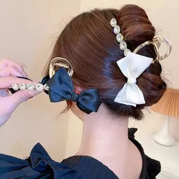 Роскошная заколка для волос с бантом и кристаллами, модная металлическая большая шпилька для волос с когтями, модные блестящие аксессуары для волос для женщин, головные уборы в подарок
