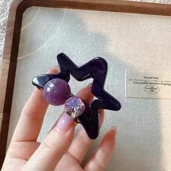 Роскошная заколка-краб для волос с фиолетовыми кристаллами, элегантная укладка пучком для женщин