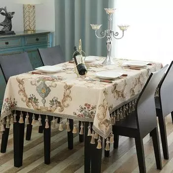 Роскошная жаккардовая скатерть с кисточкой и подвеской, ткань из синели, прямоугольная скатерть для стола, европейская скатерть для журнального столика для гостиной 60x60cm