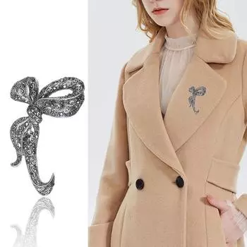 Роскошная женская элегантная брошь-бант, черная ретро-брошь со стразами, корсаж для мамы и подруги, подарочные аксессуары, булавка для пальто