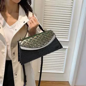 Роскошная женская кожаная сумка через плечо с рисунком рыбьей чешуи, модная женская сумка