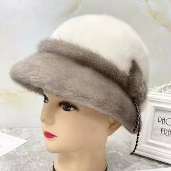 Роскошная женская меховая шапка из натурального норкового меха, стильные шляпы-ведра с ромбовидным куполом, зимние теплые уличные лоскутные женские шапки чёрный/белый